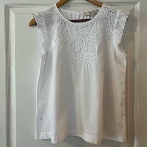 LOFT White Eyelet Detail Blouse